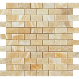 1 X 2 Honey Onyx Polished Brick Mosaic Tile