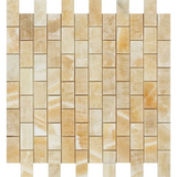 1 X 2 Honey Onyx Polished Brick Mosaic Tile