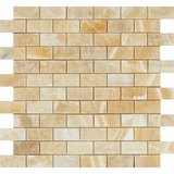 1 X 2 Honey Onyx Polished Brick Mosaic Tile