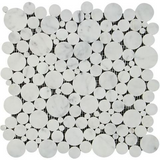 Oriental White / Asian Statuary Marble Honed Bubbles Mosaic Tile-Marble Mosaic-American Tile Depot