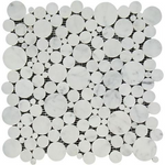 Oriental White / Asian Statuary Marble Polished Bubbles Mosaic Tile-Marble Mosaic-American Tile Depot