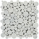 Oriental White / Asian Statuary Marble Honed Bubbles Mosaic Tile-Marble Mosaic-American Tile Depot