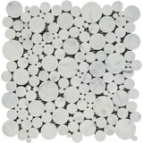 Oriental White / Asian Statuary Marble Honed Bubbles Mosaic Tile-Marble Mosaic-American Tile Depot