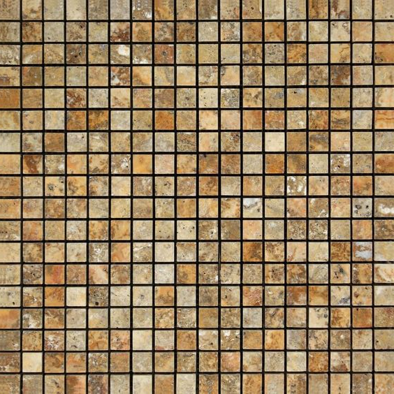 5/8 X 5/8 Scabos Travertine Polished Mosaic Tile-Travertine Mosaic-American Tile Depot