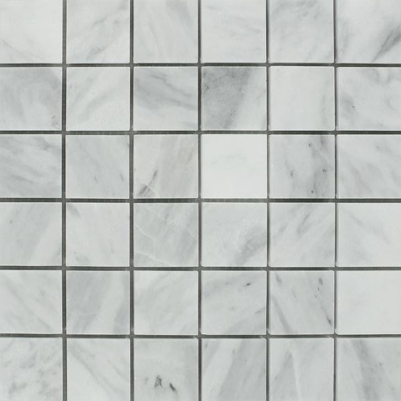 2 X 2 Bianco Venatino (Bianco Mare) Marble Honed Mosaic Tile-Marble Mosaic-American Tile Depot