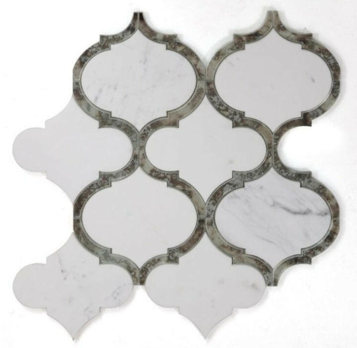 Grace Precious Mirror Arabesque Waterjet Mosaic Wall Tile-American Tile Depot