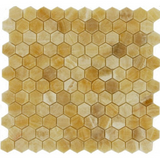 Honey Onyx Polished 1'' Hexagon Mosaic Tile