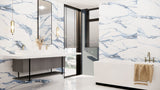 24 X 48 Statuario Blue Polished Marble Look Porcelain Tile