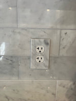 Italian Carrara White Marble Single Duplex Switch Wall Plate / Switch Plate / Cover - Honed