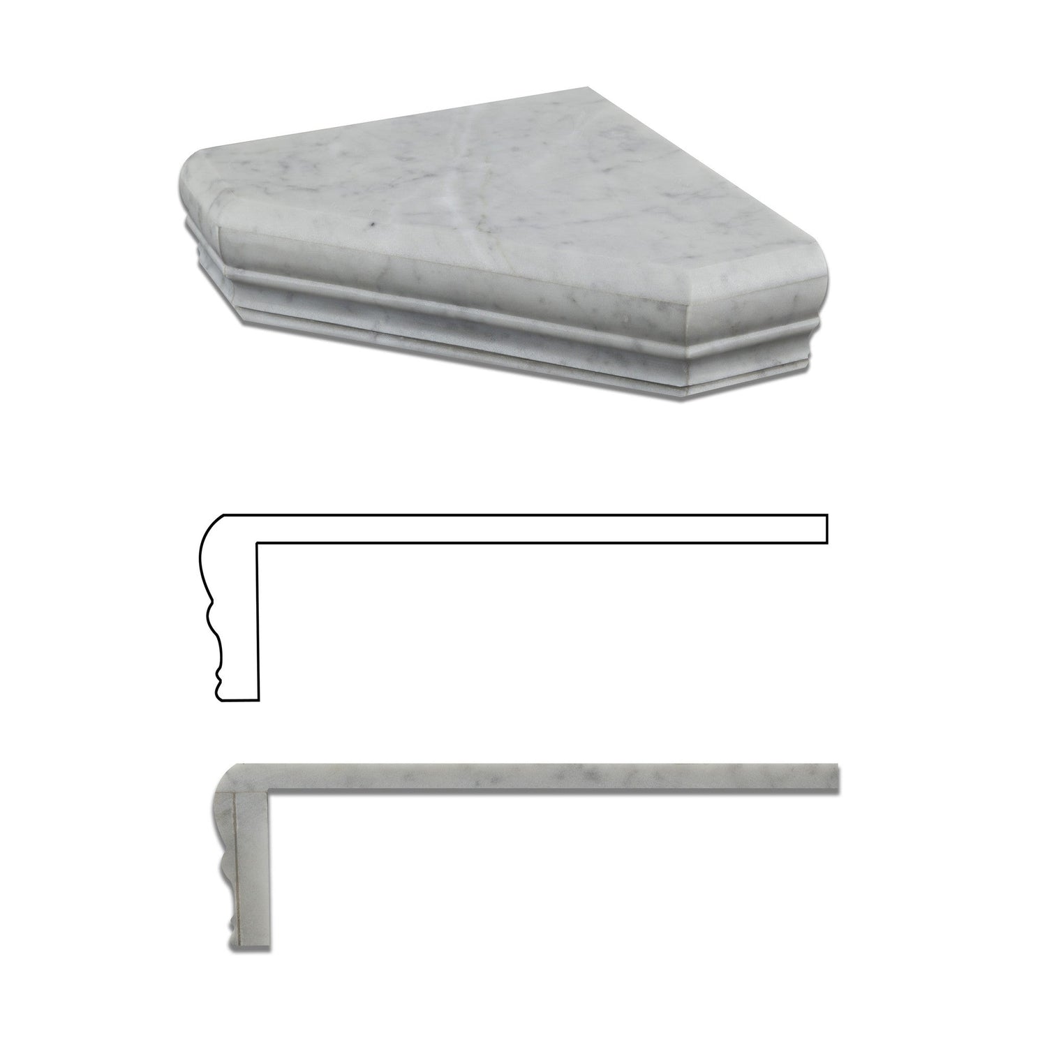 Carrara White Marble Hand-Made Custom Shower Corner Shelf - Honed