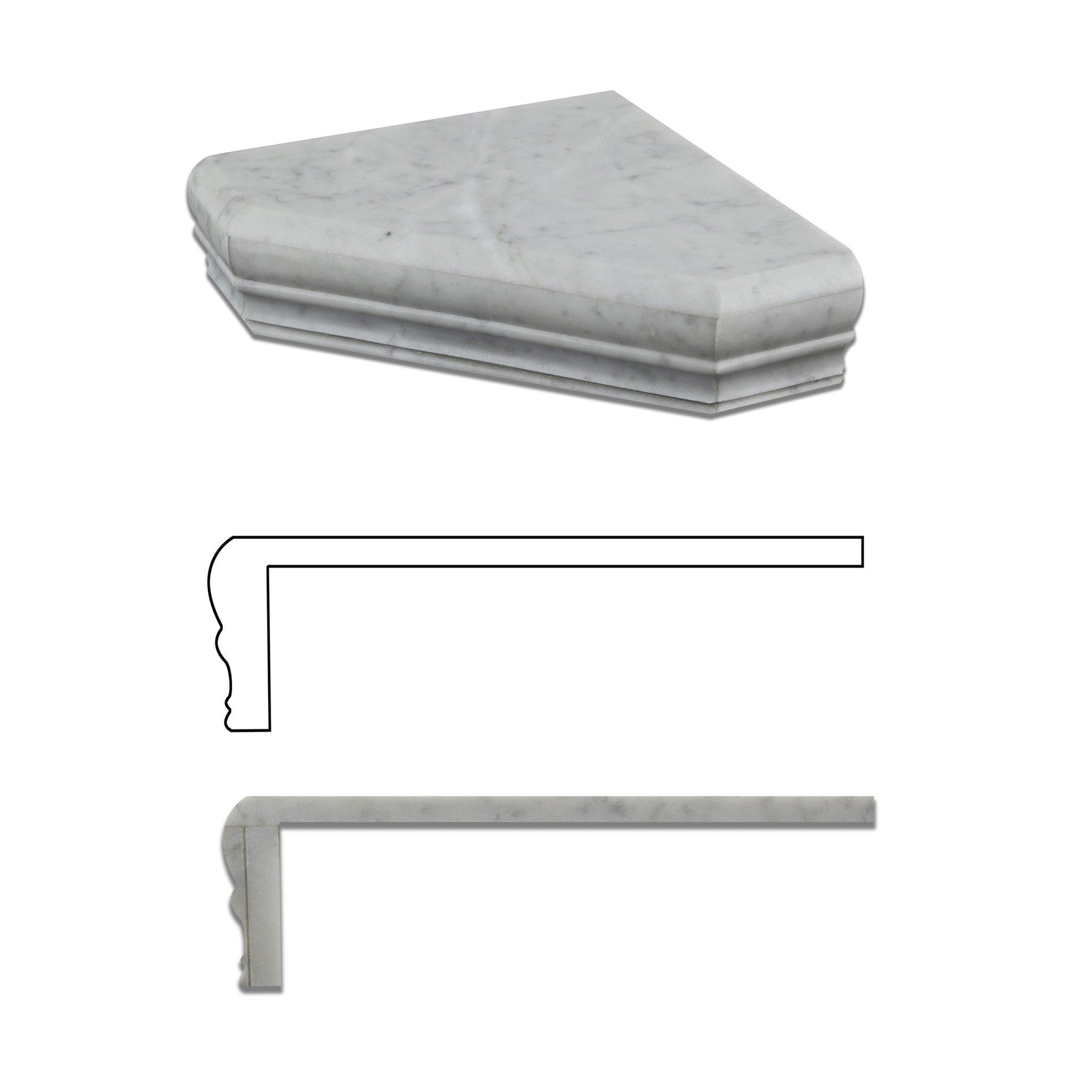 Carrara White Marble Hand-Made Custom Shower Corner Shelf - Honed