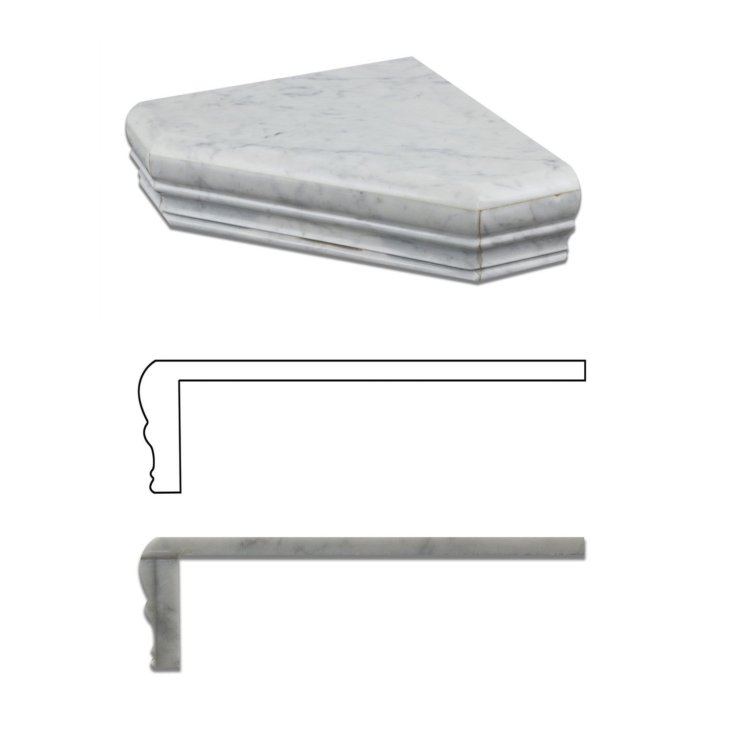 Carrara White Marble Hand-Made Custom Shower Corner Shelf - Polished