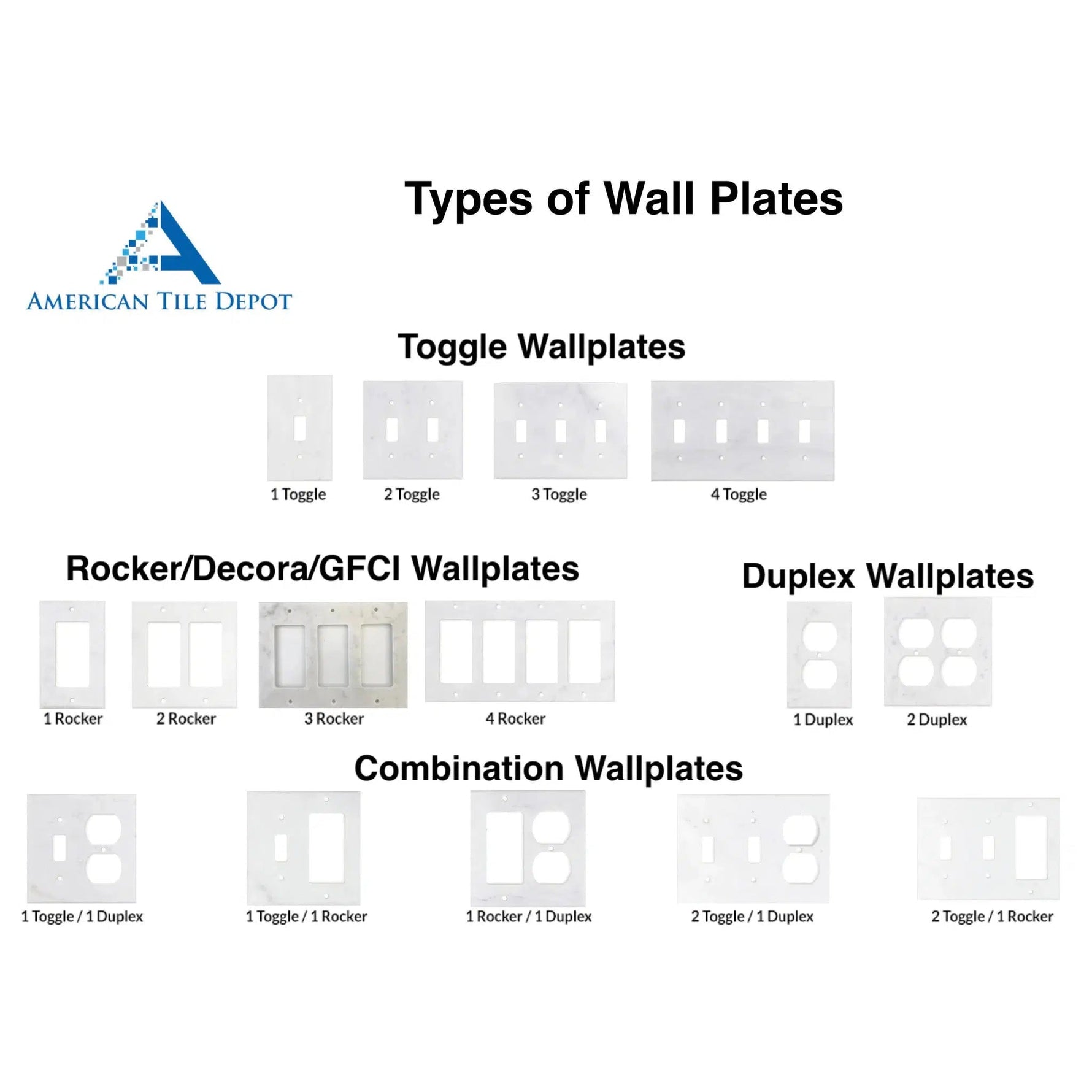 Italian Carrara White Marble Quadruple Rocker Switch Wall Plate / Switch Plate / Cover - Polished-American Tile Depot