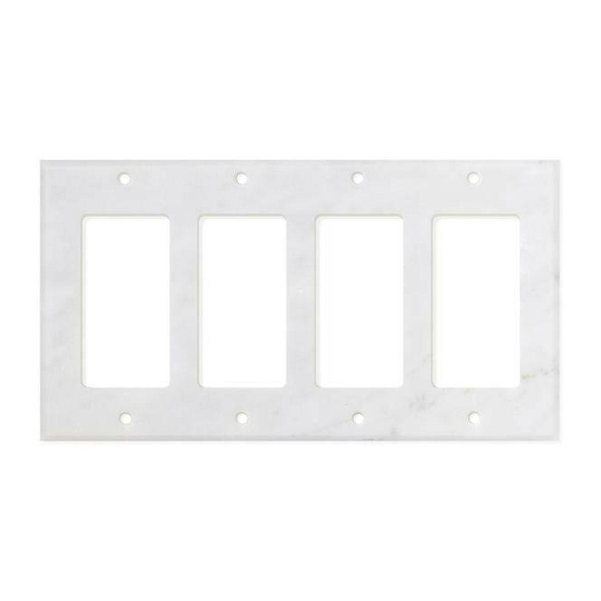 Italian Carrara White Marble Quadruple Rocker Switch Wall Plate / Switch Plate / Cover - Polished-American Tile Depot