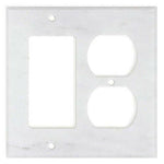 Italian Carrara White Marble Rocker Duplex Switch Wall Plate / Switch Plate / Cover - Honed-American Tile Depot