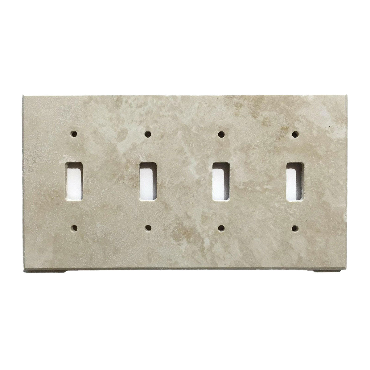 Ivory Travertine Quadruple Toggle Switch Wall Plate / Switch Plate / Cover - Honed-American Tile Depot