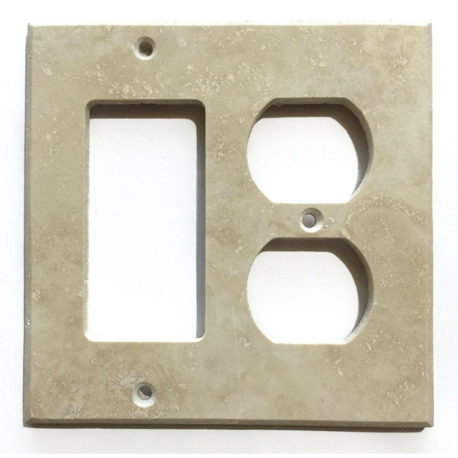 Ivory Travertine Rocker Duplex Switch Wall Plate / Switch Plate / Cover - Honed-American Tile Depot