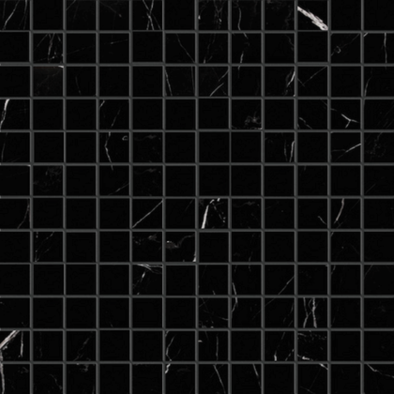 1 X 1 Black Marquina Marble Polished Mosaic Tile-Marble Mosaic-American Tile Depot