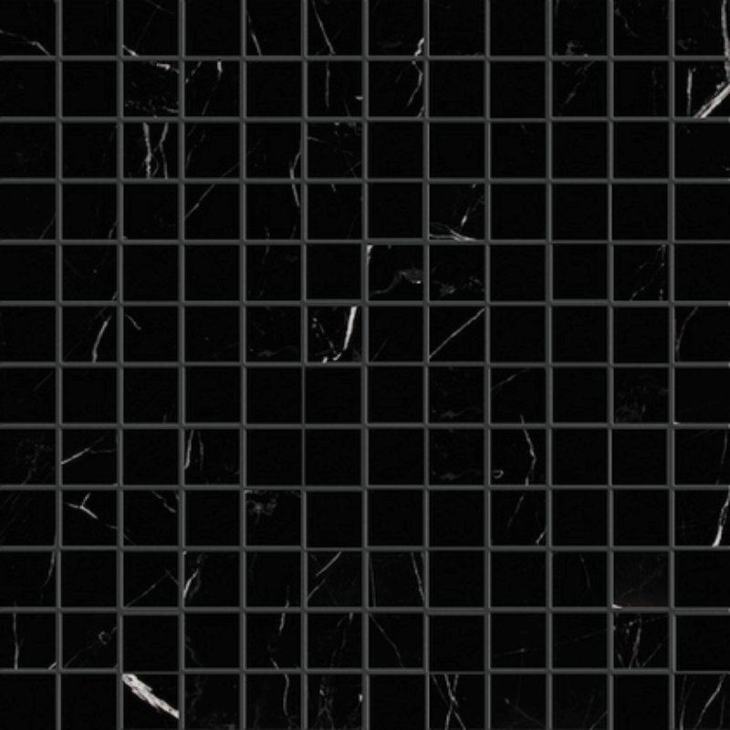 1 X 1 Black Marquina Marble Polished Mosaic Tile-Marble Mosaic-American Tile Depot