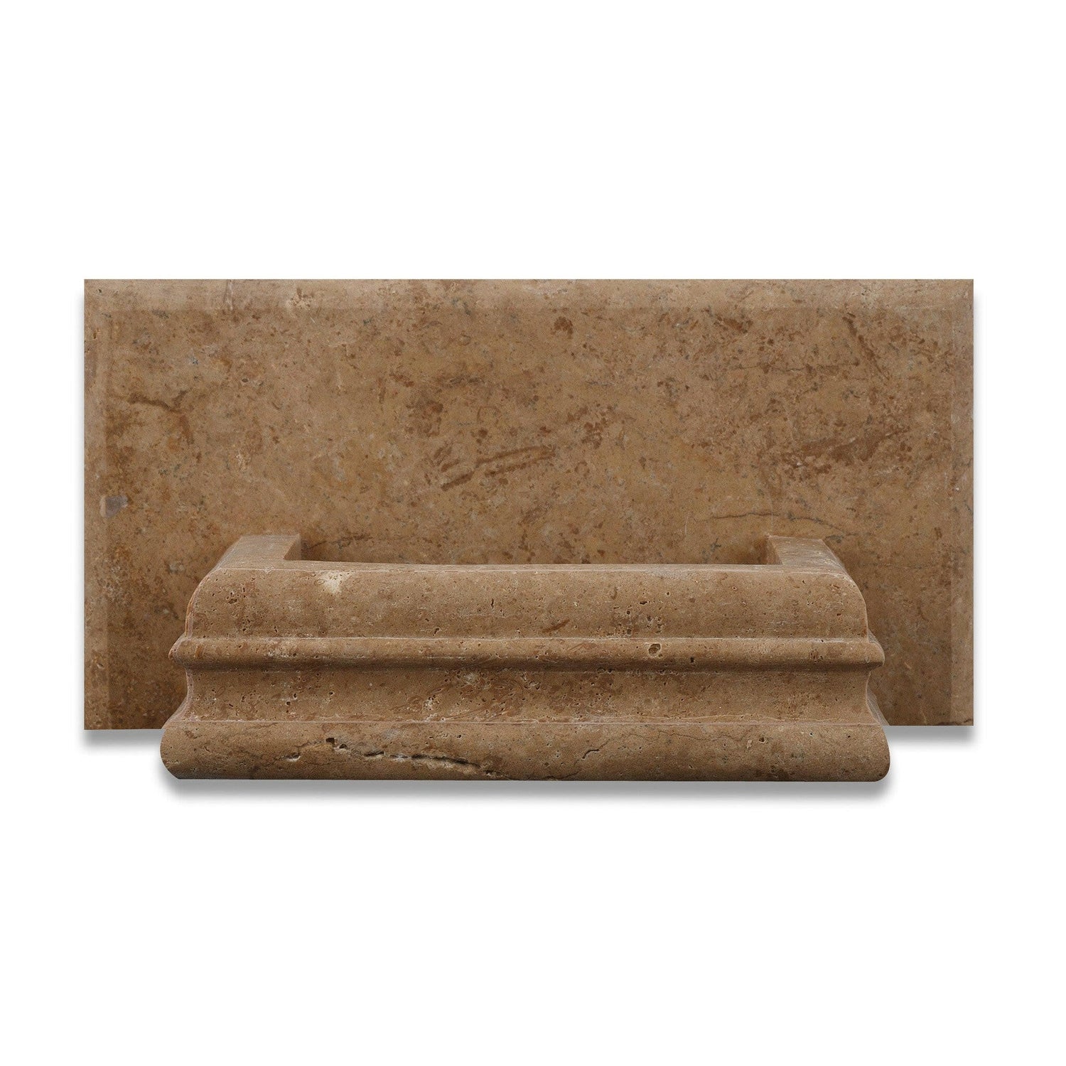 Noce Travertine Hand-Made Custom Soap Holder - Soap Dish - Honed-American Tile Depot