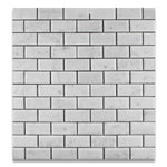 2 X 4 Carrara White Marble Polished & Beveled Brick Mosaic Tile