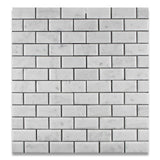 2 X 4 Carrara White Marble Honed & Beveled Brick Mosaic Tile