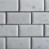 2 X 4 Carrara White Marble Polished & Beveled Brick Mosaic Tile