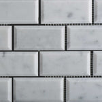 2 X 4 Carrara White Marble Honed & Beveled Brick Mosaic Tile