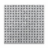 Carrara White Marble Honed Basketweave Mosaic Tile w/ Black Dots