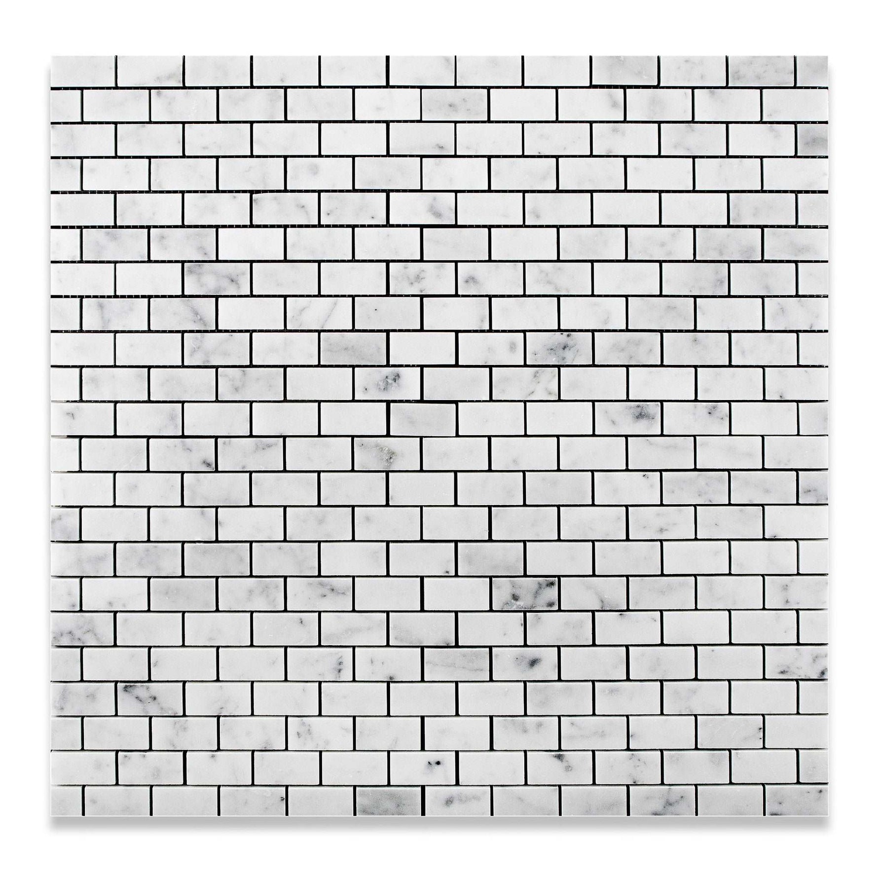 1 X 2 Carrara White Marble Polished Brick Mosaic Tile