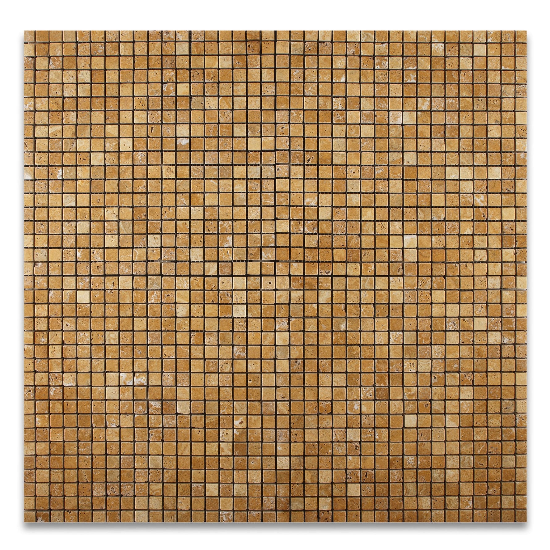 5/8 X 5/8 Gold / Yellow Travertine Tumbled Mosaic Tile