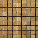 5/8 X 5/8 Gold / Yellow Travertine Tumbled Mosaic Tile