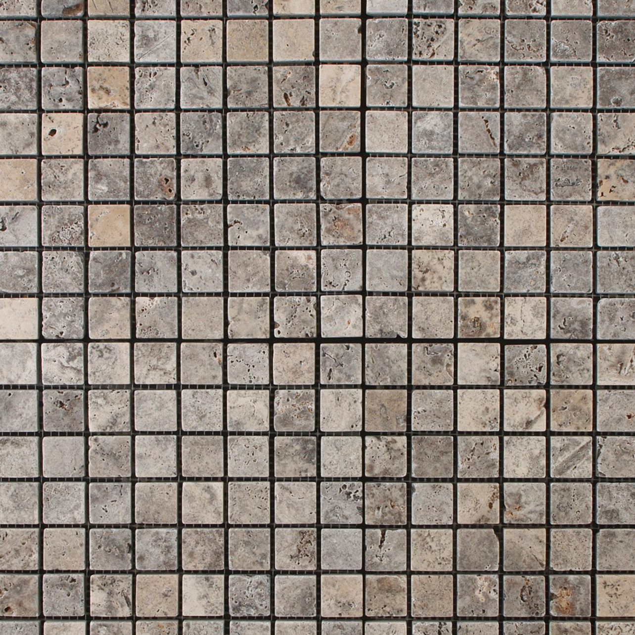 5/8 X 5/8 Silver Travertine Tumbled Mosaic Tile-Travertine Mosaic-American Tile Depot