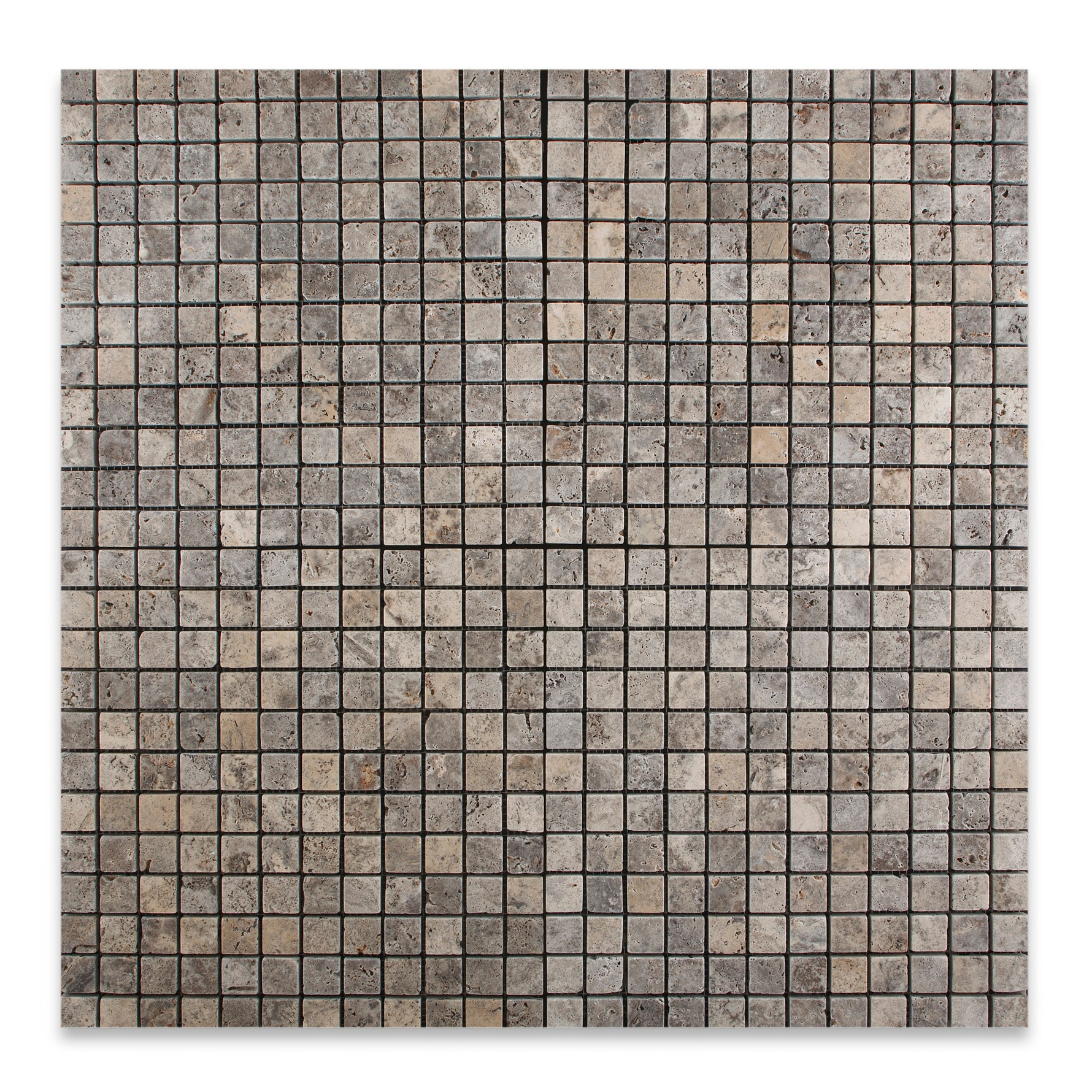 5/8 X 5/8 Silver Travertine Tumbled Mosaic Tile-Travertine Mosaic-American Tile Depot