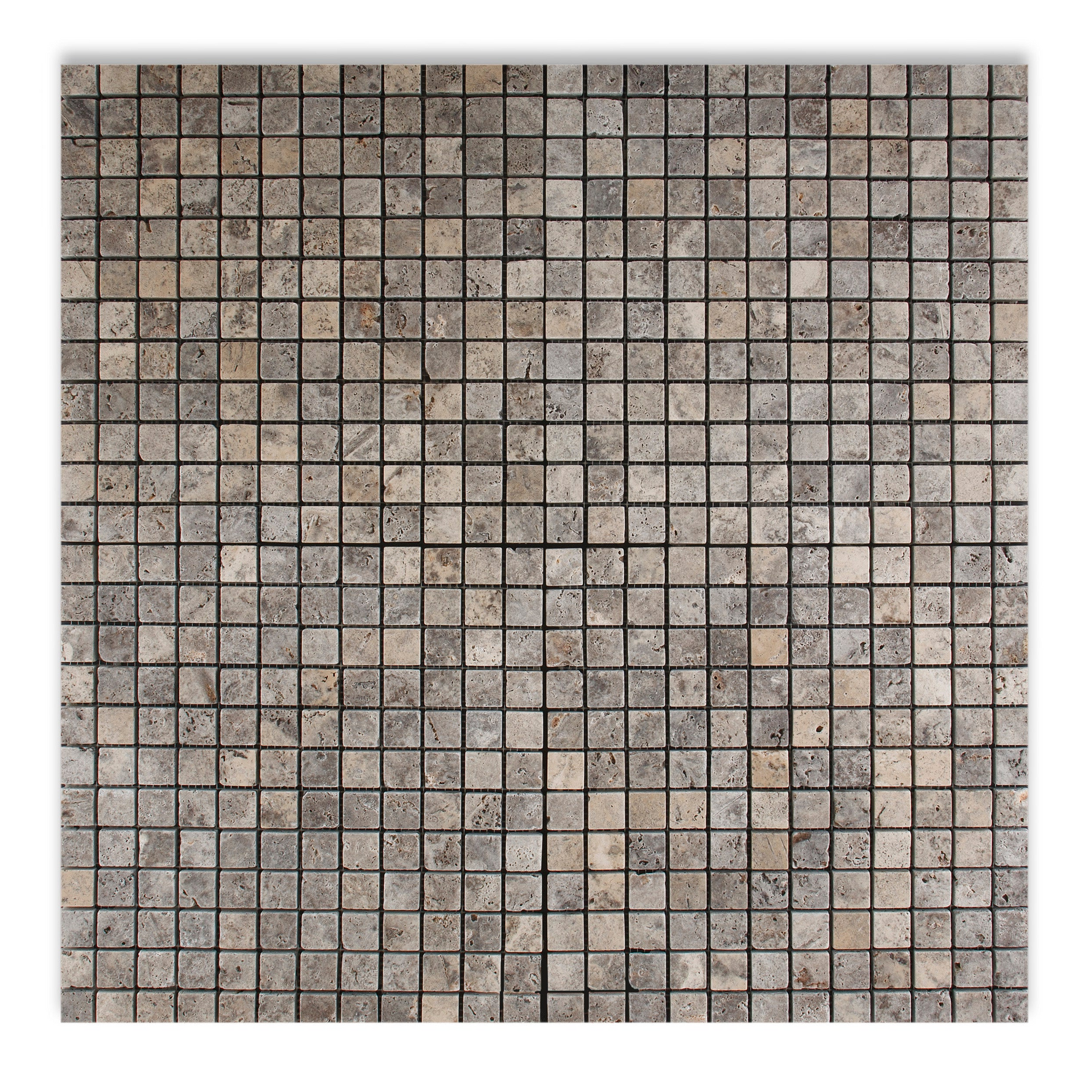 5/8 X 5/8 Silver Travertine Tumbled Mosaic Tile-Travertine Mosaic-American Tile Depot