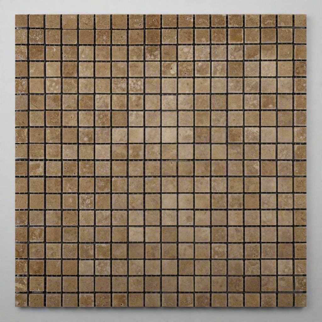 5/8 X 5/8 Noce Travertine Tumbled Mosaic Tile-Travertine Mosaic-American Tile Depot