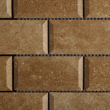 2 X 4 Noce Travertine Honed & Beveled Brick Mosaic