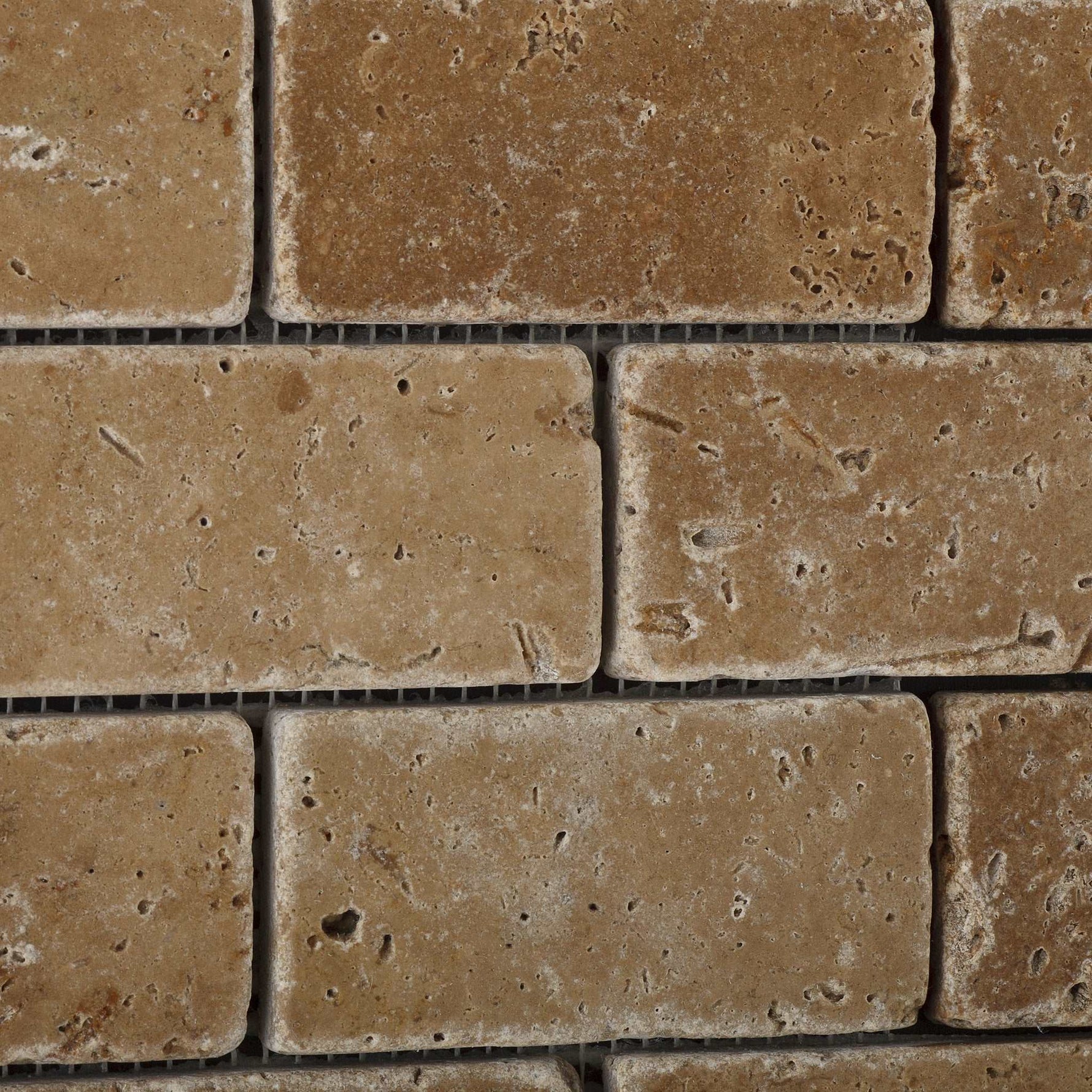 2 X 4 Noce Travertine Tumbled Brick Mosaic Tile