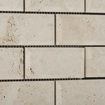 2 X 4 Ivory Travertine Honed & Beveled Brick Mosaic