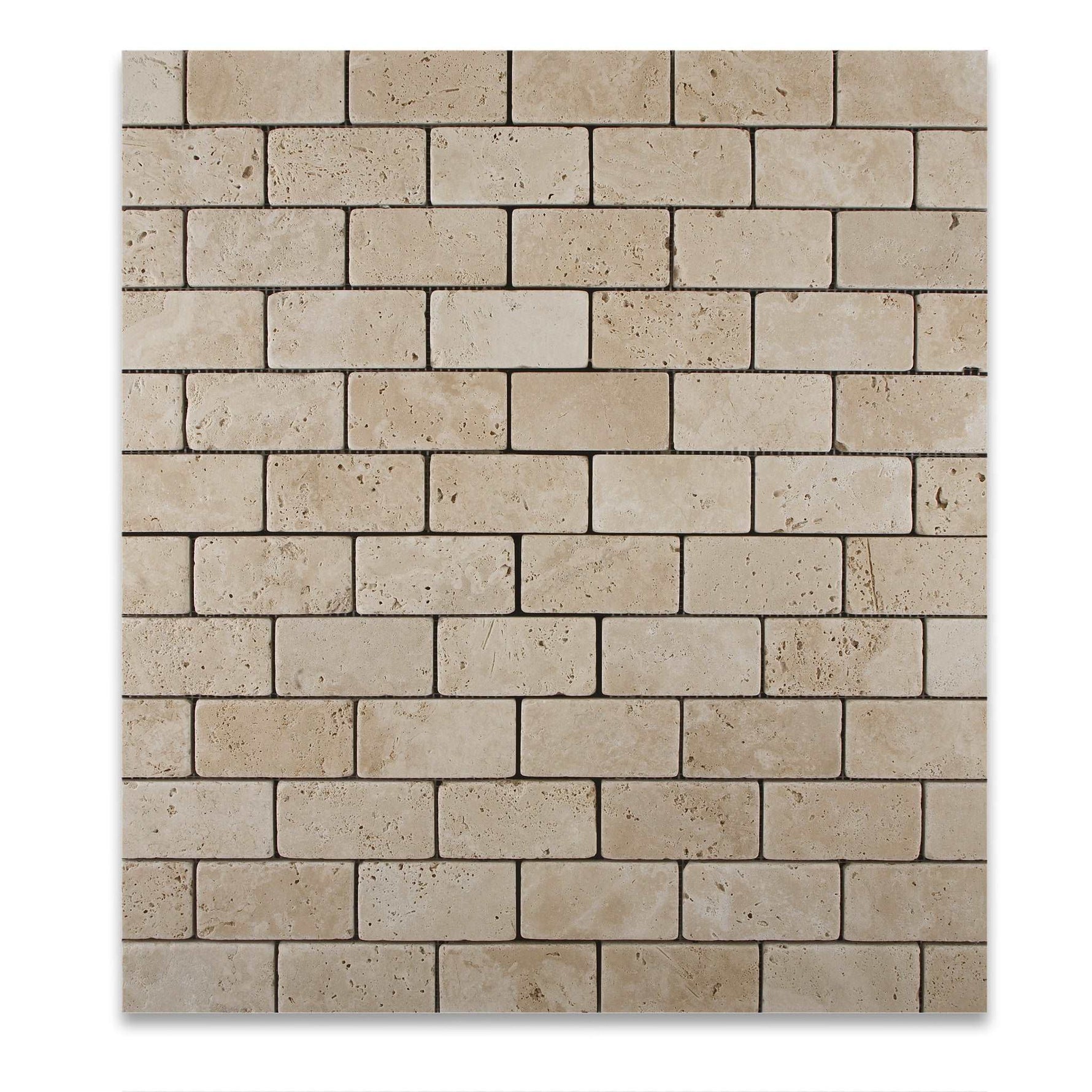 2 X 4 Ivory Travertine Tumbled Brick Mosaic Tile