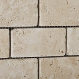 2 X 4 Ivory Travertine Tumbled Brick Mosaic Tile