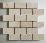 2 X 4 Ivory Travertine Tumbled Brick Mosaic Tile