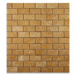 2 X 4 Gold / Yellow Travertine Honed & Beveled Brick Mosaic