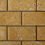 2 X 4 Gold / Yellow Travertine Honed & Beveled Brick Mosaic