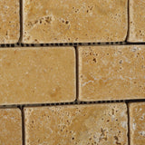 2 X 4 Gold / Yellow Travertine Tumbled Brick Mosaic Tile