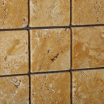 2 X 2 Gold / Yellow Travertine Tumbled Mosaic Tile