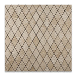 Ivory Travertine 2 X 4 Tumbled Diamond Mosaic Tile