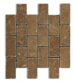 2 X 4 Noce Travertine Tumbled Brick Mosaic Tile-Travertine Mosaic-American Tile Depot