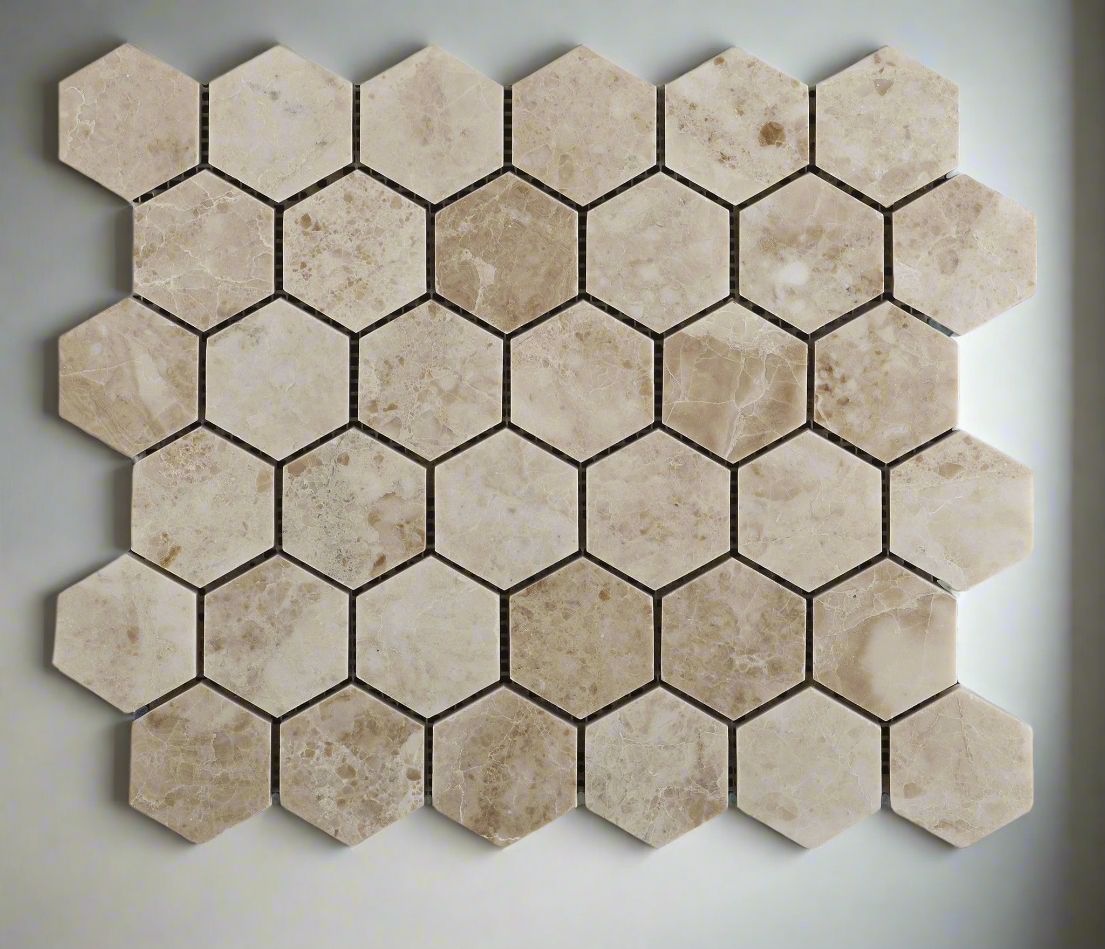 Cappuccino Marble Polished 2" Hexagon Mosaic Tile-Marble Mosaic-American Tile Depot