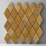 Gold / Yellow Travertine 2 X 4 Tumbled Diamond Mosaic Tile